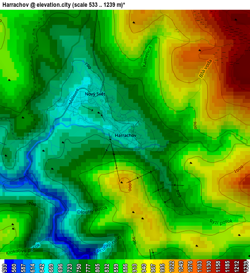 Harrachov elevation map