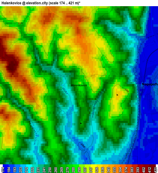 Halenkovice elevation map