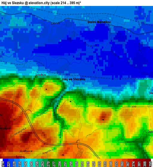 Háj ve Slezsku elevation map