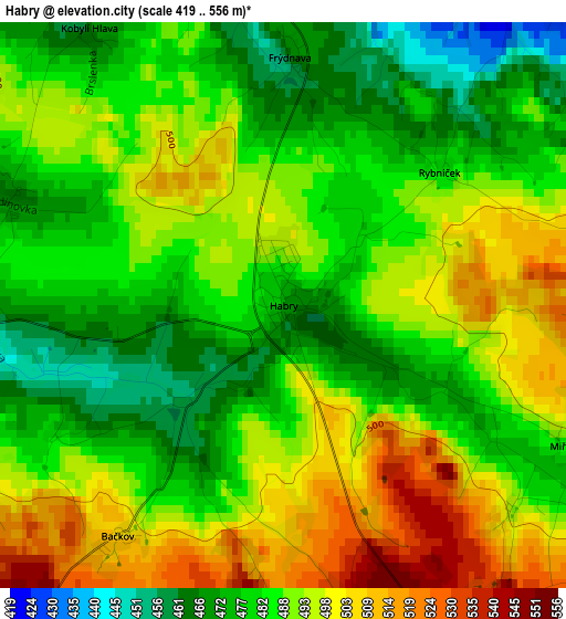 Habry elevation map