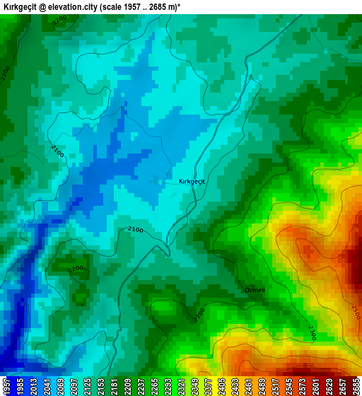 Kırkgeçit elevation map