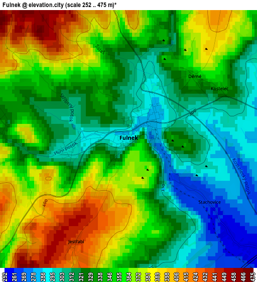 Fulnek elevation map