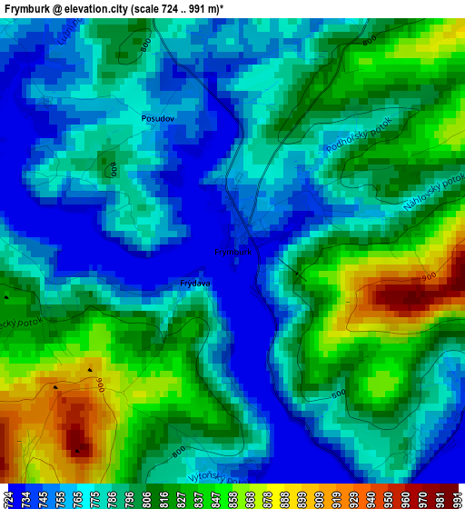 Frymburk elevation map