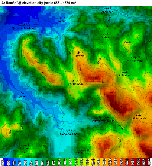 Ar Ramādī elevation map
