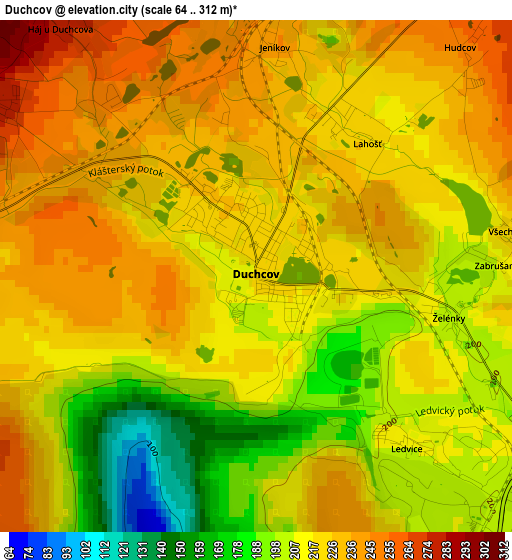 Duchcov elevation map