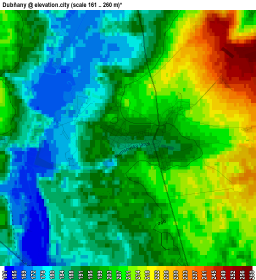 Dubňany elevation map