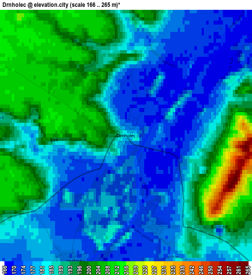 Drnholec elevation map