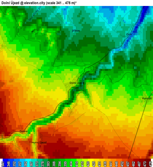 Dolní Újezd elevation map