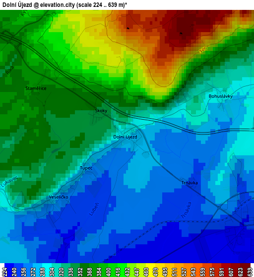 Dolní Újezd elevation map