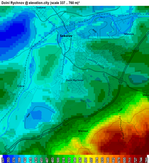 Dolní Rychnov elevation map