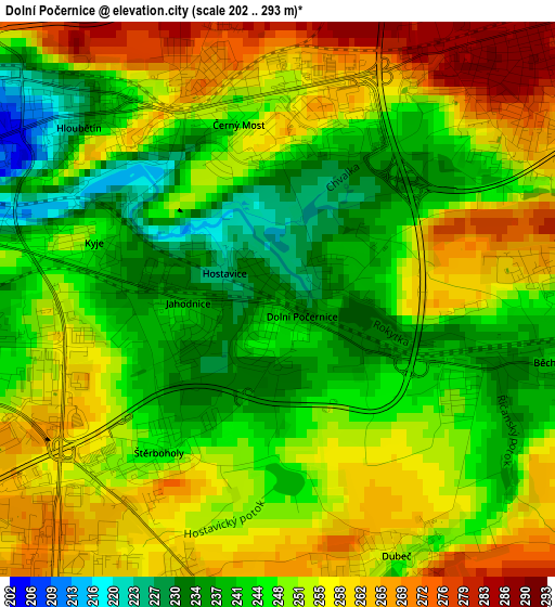 Dolní Počernice elevation map