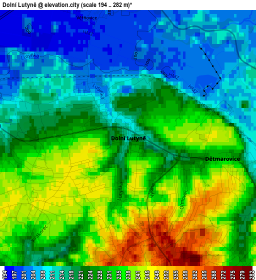 Dolní Lutyně elevation map