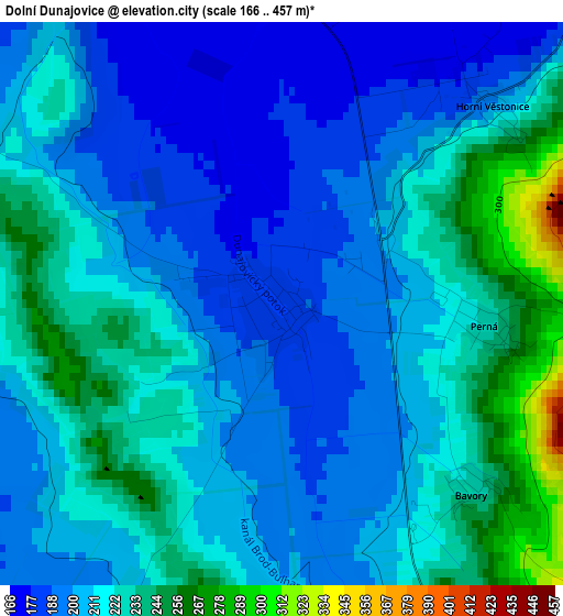 Dolní Dunajovice elevation map