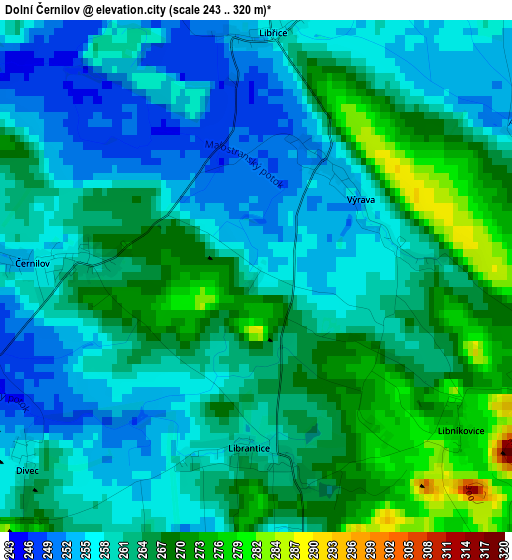 Dolní Černilov elevation map