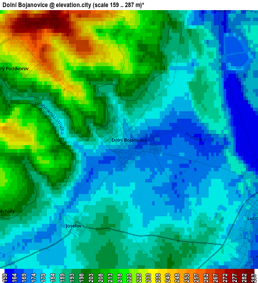 Dolní Bojanovice elevation map