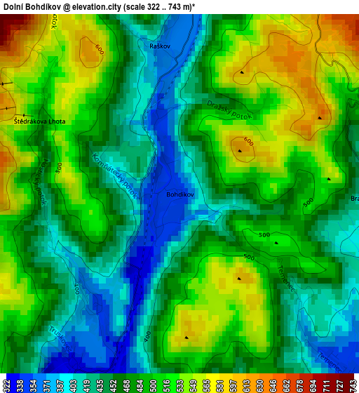 Dolní Bohdíkov elevation map