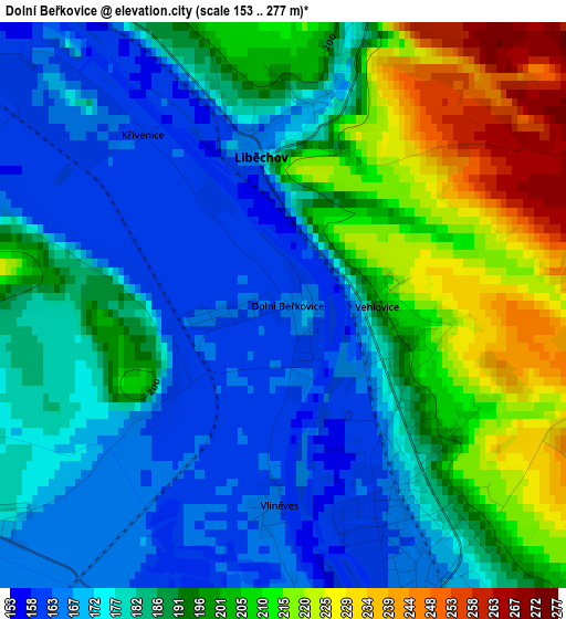 Dolní Beřkovice elevation map