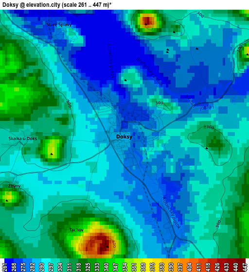 Doksy elevation map