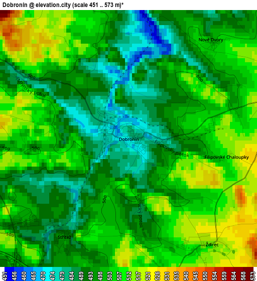 Dobronín elevation map