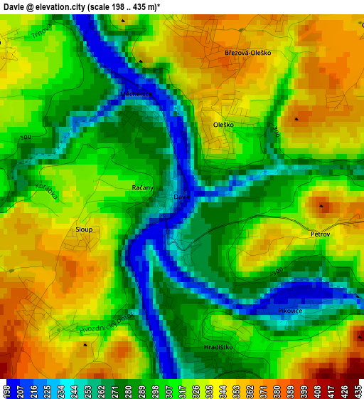 Davle elevation map