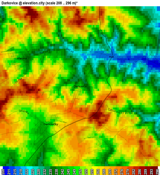 Darkovice elevation map