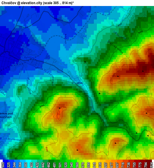 Chvalčov elevation map