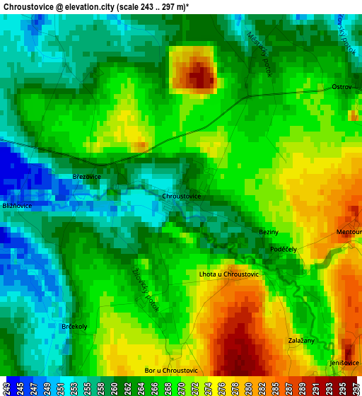 Chroustovice elevation map