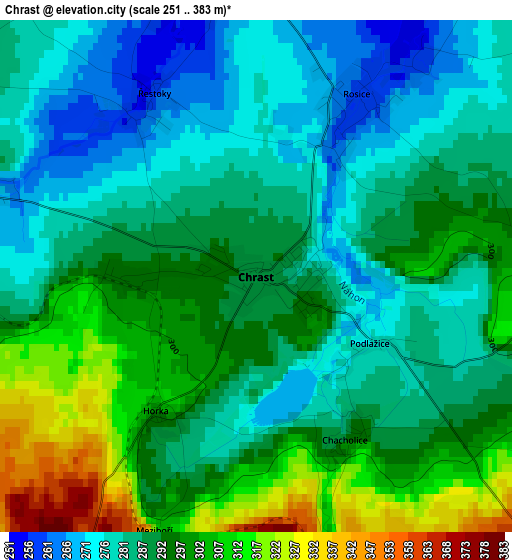 Chrast elevation map