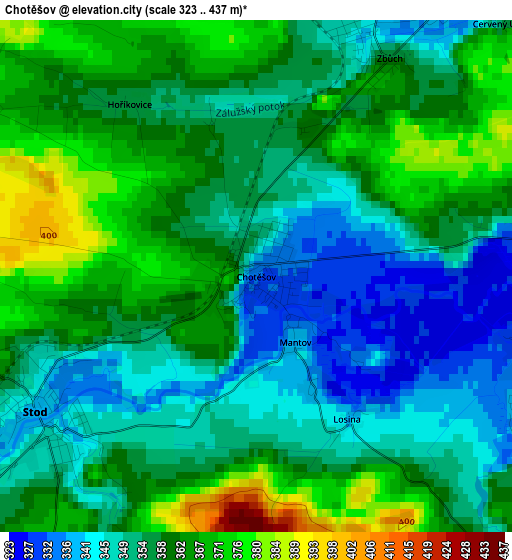 Chotěšov elevation map