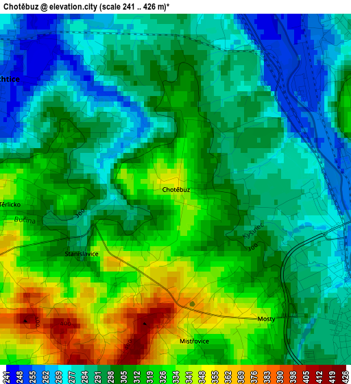 Chotěbuz elevation map