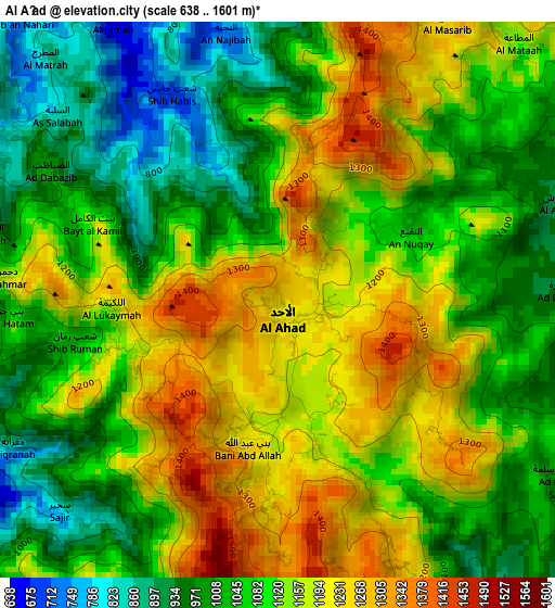 Al Aḩad elevation map