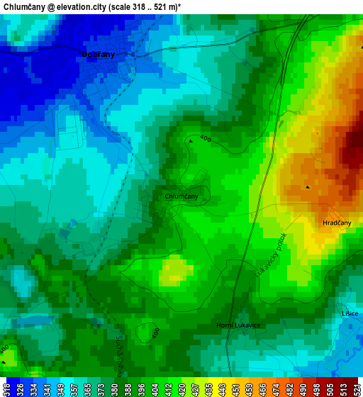 Chlumčany elevation map