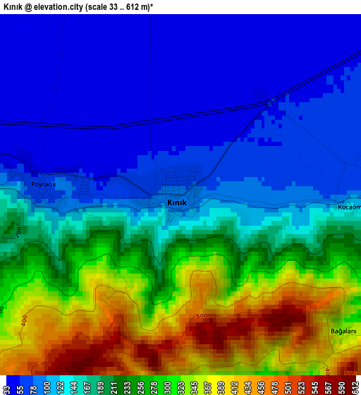 Kınık elevation map