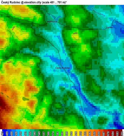 Český Rudolec elevation map