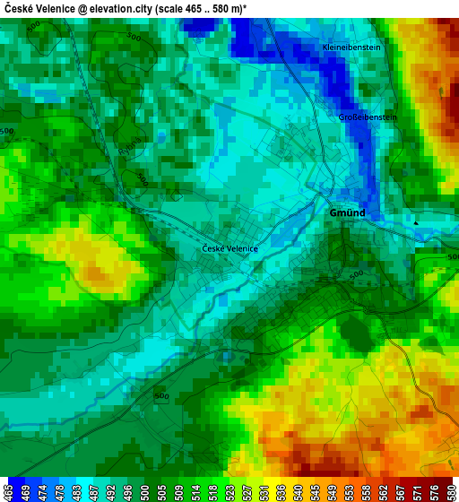 České Velenice elevation map