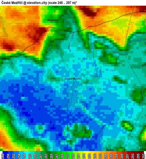 České Meziříčí elevation map