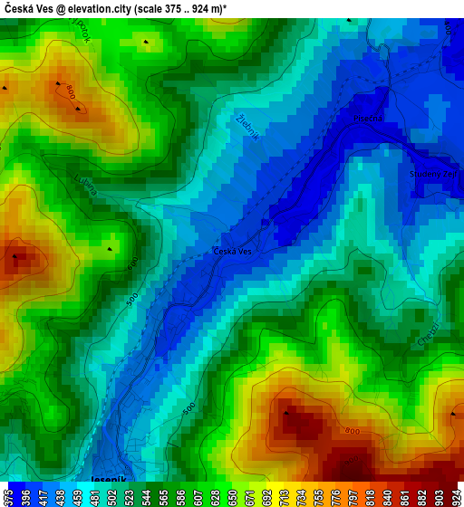 Česká Ves elevation map