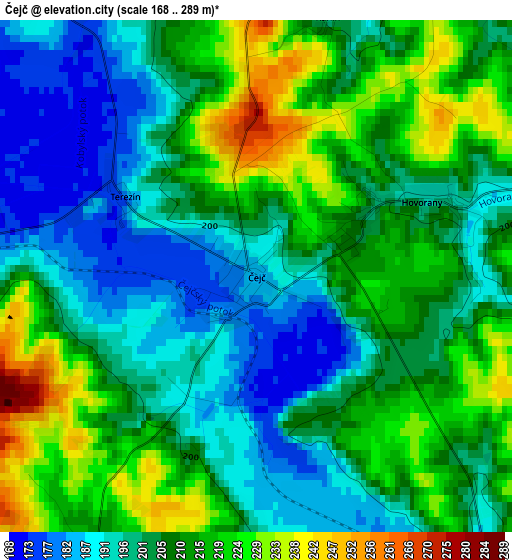 Čejč elevation map