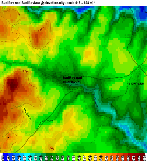 Budišov nad Budišovkou elevation map