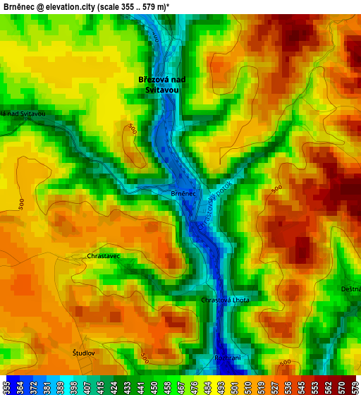 Brněnec elevation map