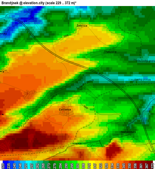 Brandýsek elevation map