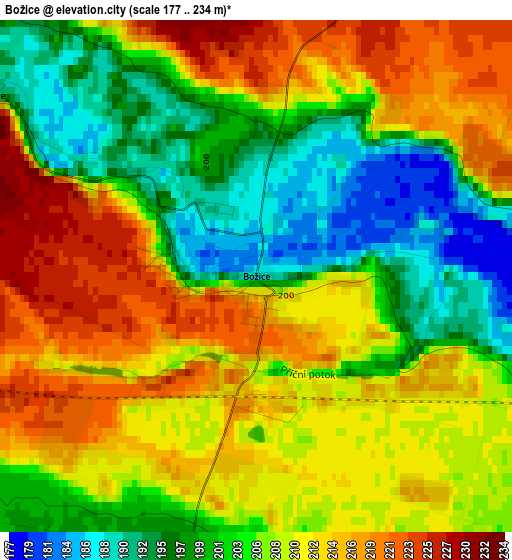 Božice elevation map