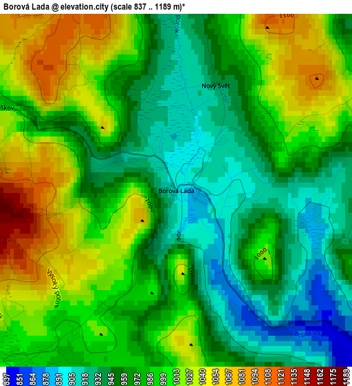 Borová Lada elevation map