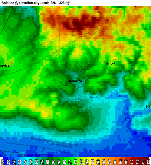 Bolatice elevation map