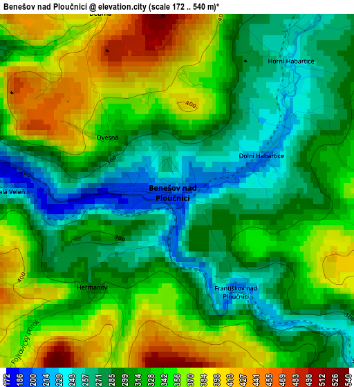 Benešov nad Ploučnicí elevation map