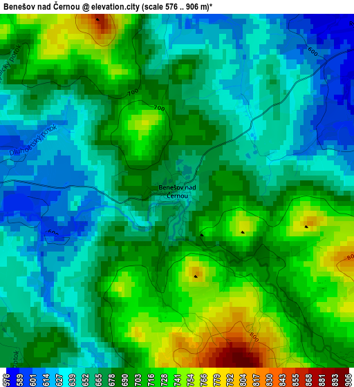 Benešov nad Černou elevation map