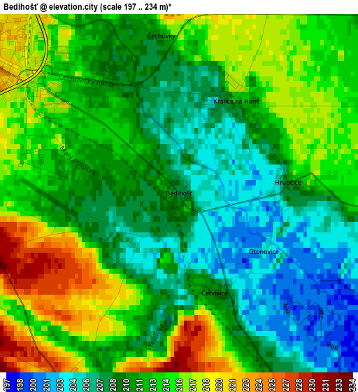 Bedihošť elevation map