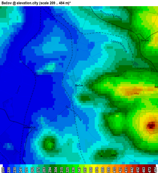 Bečov elevation map