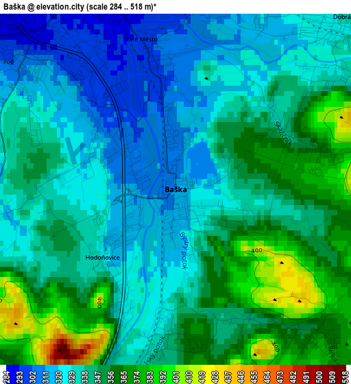 Baška elevation map