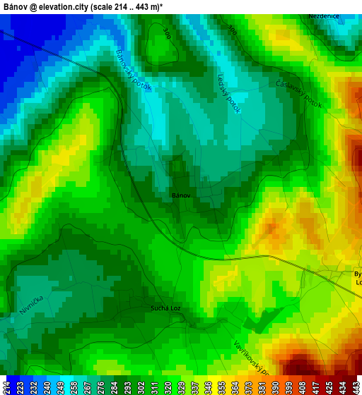 Bánov elevation map